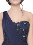 blue crepe,net embroidered corset drape saree
