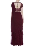 maroon silk,georgette pre draped saree with blouse
