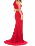 wine back cut out long formal prom dress