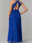 electric cobalt blue open back long dress