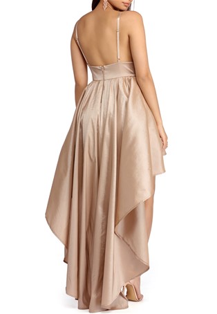 taupe color classic twist formal dress