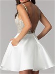 deep v-neck beaded-bodice dress