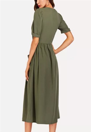 army green long dress