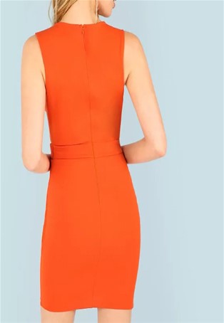 orange surplice neck dress