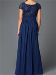 long formal dress with lace bodice