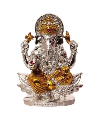 lord ganesha in silver and gold