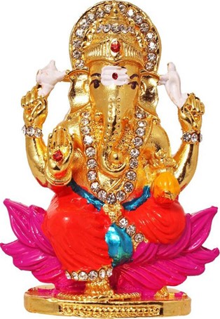 lord ganesha in orange and gold