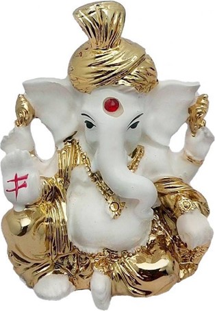 lord ganesha in white and gold