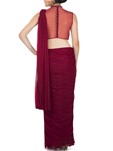 maroon pleated drape sarees