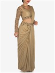 gold pleated drape sarees