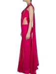 fuschia pre-pleated drape saree