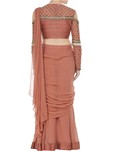 brown pre-pleated drape saree