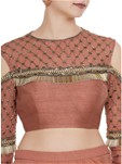 brown pre-pleated drape saree