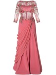 pink pre-pleated drape saree