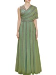 designer georgette green color gown
