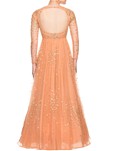 designer net light orange color gown
