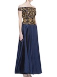 designer silk  black, blue color gown