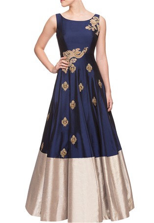 designer silk  blue color gown