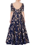 designer dupion silk blue color gown
