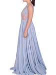 designer viscose georgette blue color gown