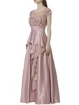 designer duchess satin,tulle pink color gown