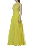 designer organza,tulle,net yellow color gown