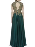 designer satin,net green color gown
