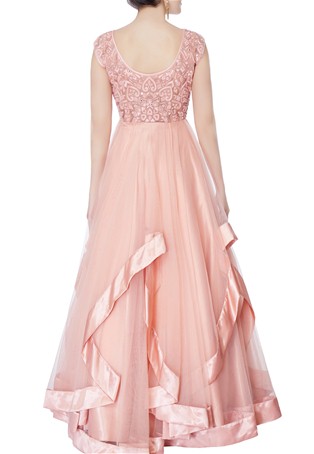 designer net,satin pink color gown