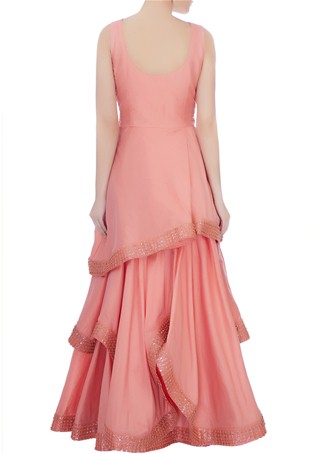 designer raw silk  pink color gown