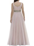 pink pleated flared gown