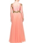 pink silk and net embroidered gown