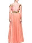 pink silk and net embroidered gown