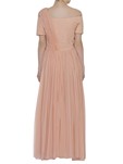 peach cold shoulder embroidered draped gown