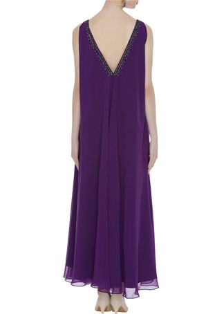 purple embellished sleeveless gown