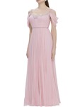 pink embellished cold shoulder gown