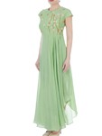 green mint crepe embroidered gown