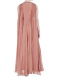 pink chiffon sleeveless gown with drape dupatta