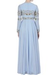 blue georgette embroidered floor length gown