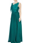 georgette, organza teal blue gown with bow