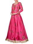 pink silk bead pearl embroidered gown