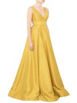 yellow pure silk flared ball gown