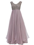 purple net,organza floral embroidered gown