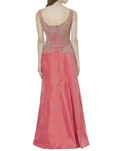 pink silk embellished flared gown