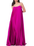 pink satin pleated gown
