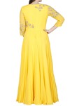 yellow georgette draped anarkali gown