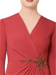 jersey watermelon red sequin embellished gown