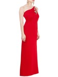 scuba red gown with embroidered motif