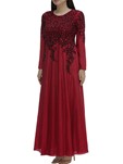 maroon embroidered gown