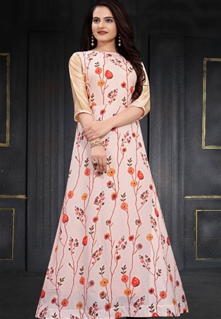 pink masli silk designer gown