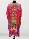 colorful forest round neck printed long kaftan